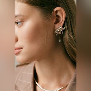 NWT SOLD OUT Anthropologie Crystal Dangle Huggie Earrings